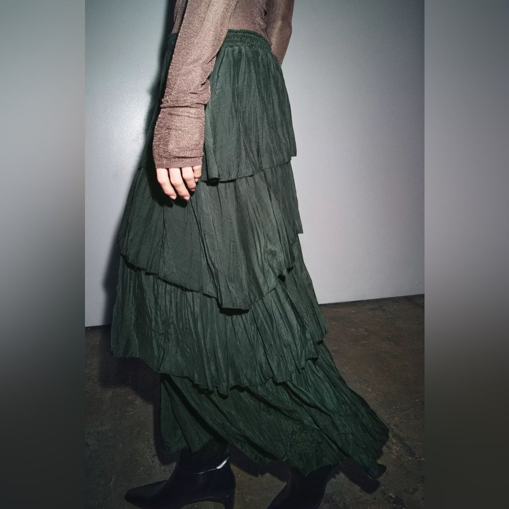 ZARA BOHO RUFFLED MIDI SKIRT ZW COLLECTION - Picture 5 of 10